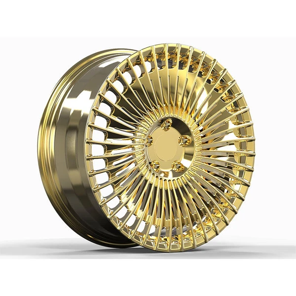 Radial Multi-Spoke Forged Wheel — Front three-quarter view, barrel extending left