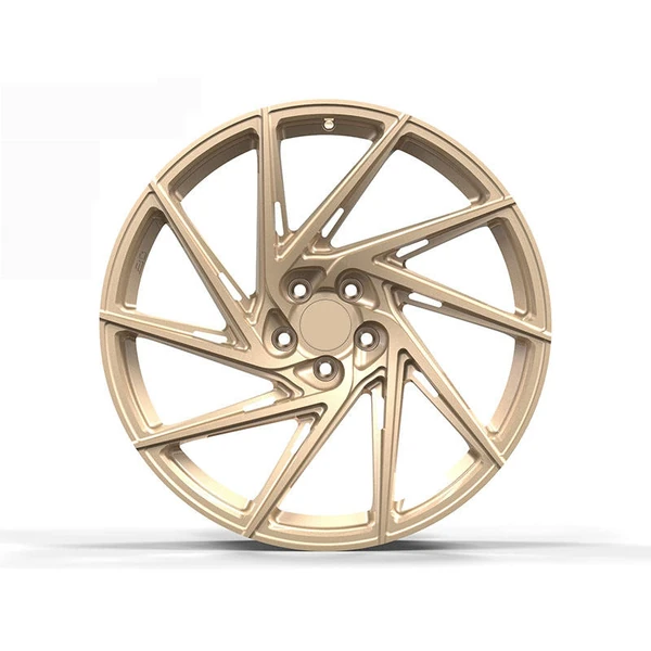 Golden Multi-Spoke Forged Wheel — Straight-on front view