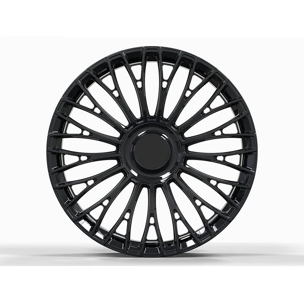 Black Tapered Multi-Spoke Forged Wheel — Straight-on front view