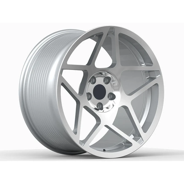 Angular Split Five-Spoke Forged Wheel — Three-quarter design view
