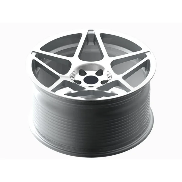 Angular Split Five-Spoke Forged Wheel — Low-angle barrel and face