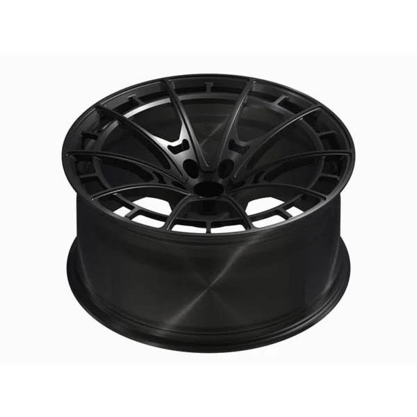 Black Open-Rim Split-Spoke Forged Wheel — Elevated face and barrel