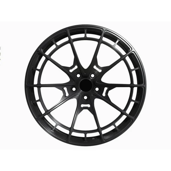 Black Open-Rim Split-Spoke Forged Wheel — Front five-hole design example