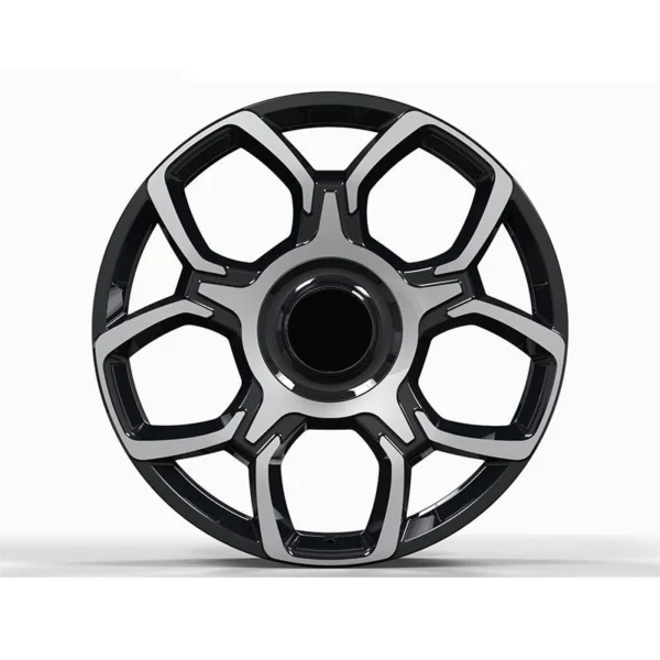 Black and Silver Geometric Forged Wheel — Front covered-centre design