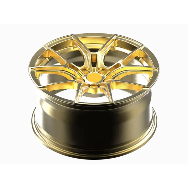 Gold Split-Spoke Forged Wheel — Elevated face and barrel