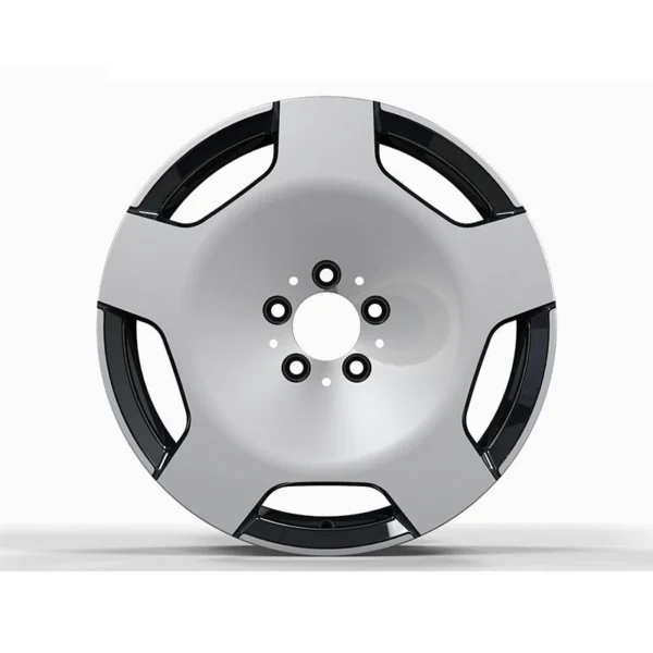 Black and Silver Five-Window Disc Forged Wheel — Front five-hole design example