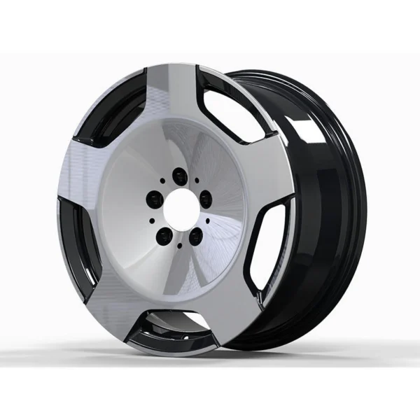 Black and Silver Five-Window Disc Forged Wheel — Right three-quarter disc design