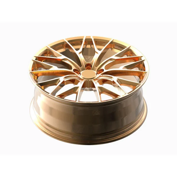 Gold Angular Split-Spoke Forged Wheel — Elevated face and barrel