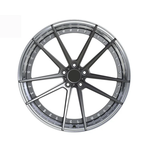 Graphite Fine Y-Spoke Polished-Lip Forged Wheel — Front five-hole fine Y-spoke example