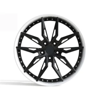 Black Slotted Y-Spoke Polished-Lip Forged Wheel
