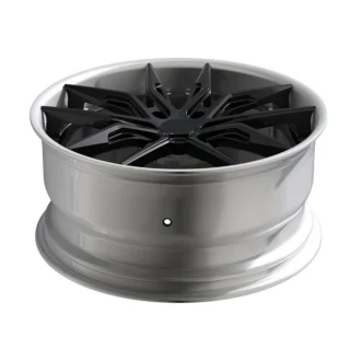 Black Slotted Y-Spoke Polished-Lip Forged Wheel