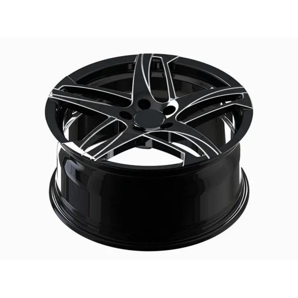 Black Swept Five-Spoke Forged Wheel — Elevated black face and barrel