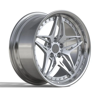 Silver Slotted Five-Spoke Deep-Lip Forged Wheel