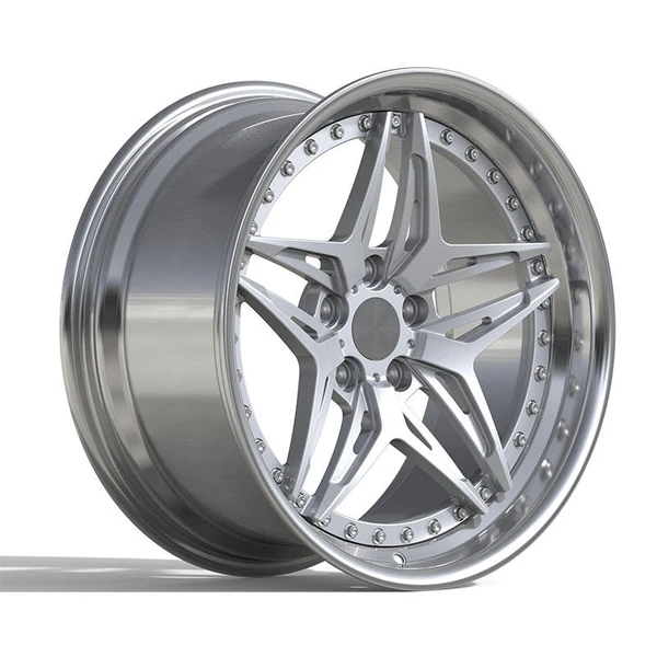 Silver Slotted Five-Spoke Deep-Lip Forged Wheel — Three-quarter slotted-spoke design