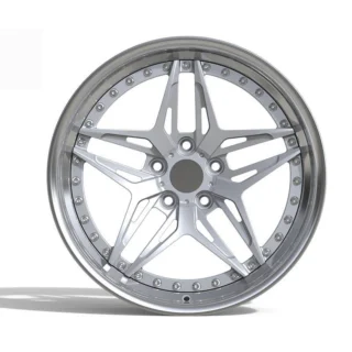 Silver Slotted Five-Spoke Deep-Lip Forged Wheel