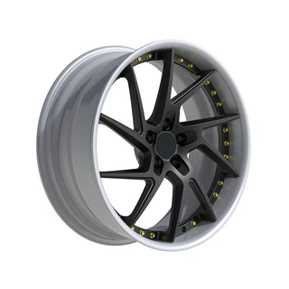 Black Open Y-Spoke Silver-Lip Forged Wheel