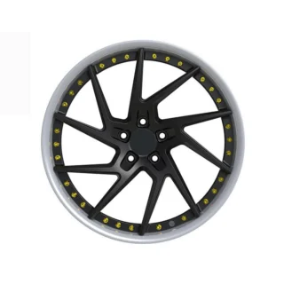 Black Open Y-Spoke Silver-Lip Forged Wheel