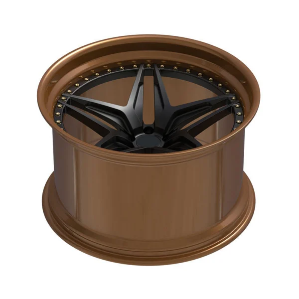 Bronze-Rim Slotted Star Forged Wheel — Elevated face and deep bronze barrel