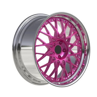Magenta Mesh Polished-Lip Forged Wheel
