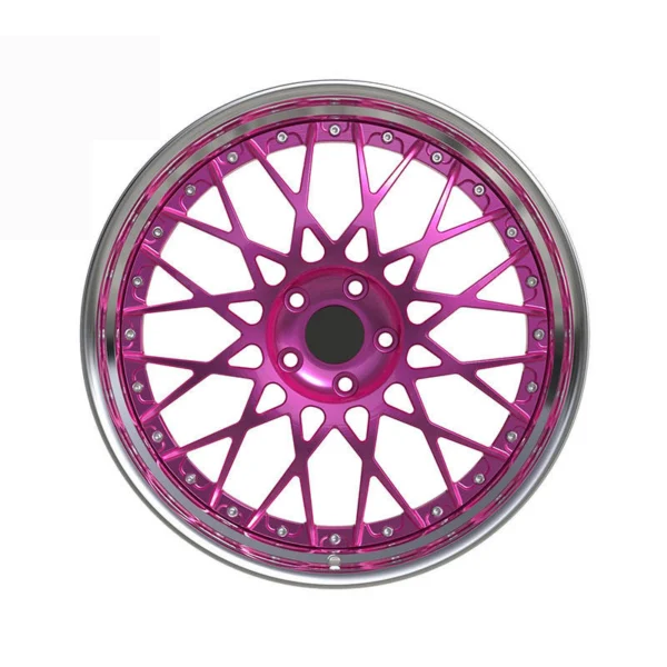 Magenta Mesh Polished-Lip Forged Wheel — Front five-hole design reference