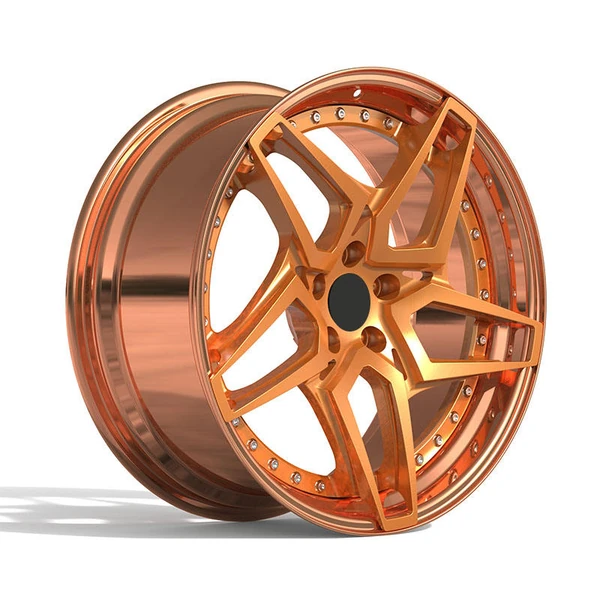 Copper Open Five-Spoke Forged Wheel — Three-quarter copper open five-spoke