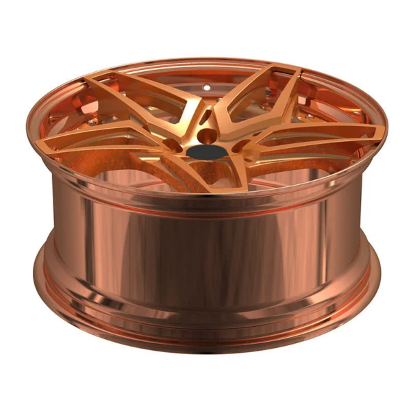 Copper Open Five-Spoke Forged Wheel — Elevated face and deep barrel view