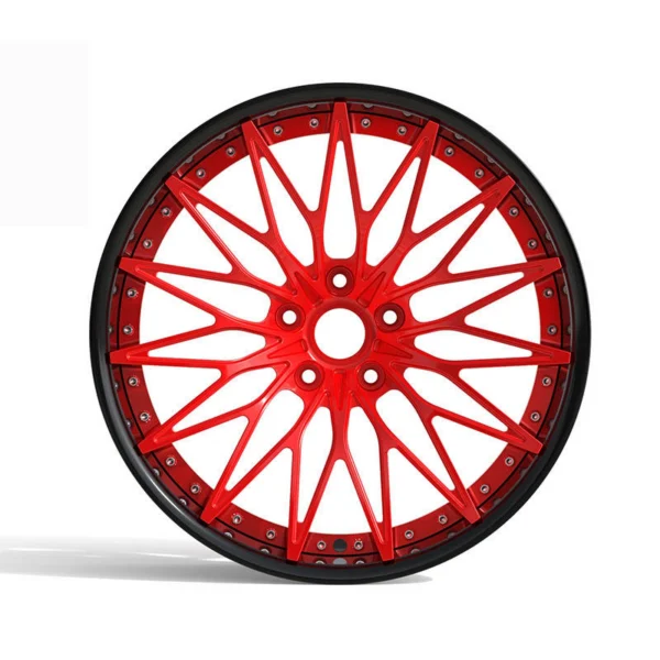 Red Slotted Multi-Spoke Forged Wheel — Front five-hole design reference