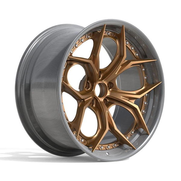 Bronze Sculpted Y-Spoke Forged Wheel — Three-quarter bronze sculpted y-spoke