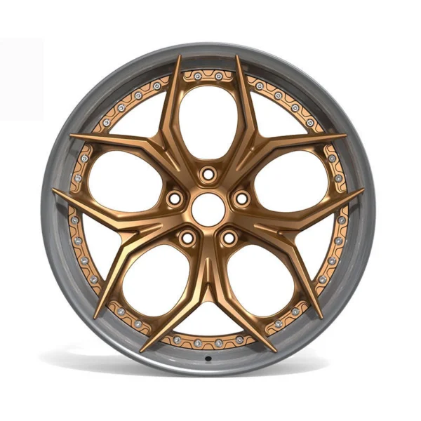 Bronze Sculpted Y-Spoke Forged Wheel — Front five-hole design reference