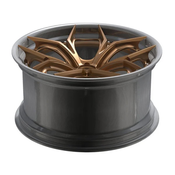 Bronze Sculpted Y-Spoke Forged Wheel — Elevated face and deep barrel view