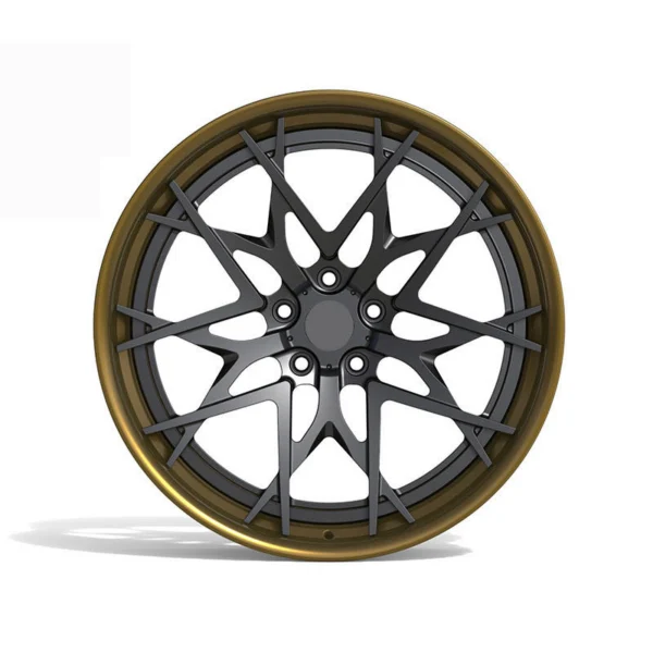 Black Branch-Mesh Bronze-Lip Forged Wheel — Front five-hole design reference