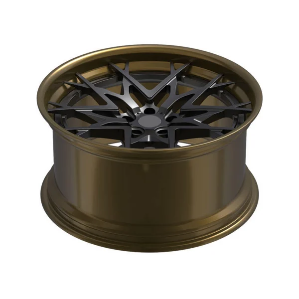 Black Branch-Mesh Bronze-Lip Forged Wheel — Elevated face and deep barrel view