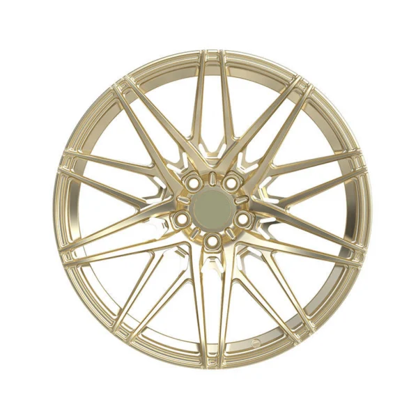 Gold Grooved Y-Spoke Forged Wheel — Front five-hole design reference