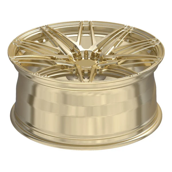 Gold Grooved Y-Spoke Forged Wheel — Elevated face and deep barrel view