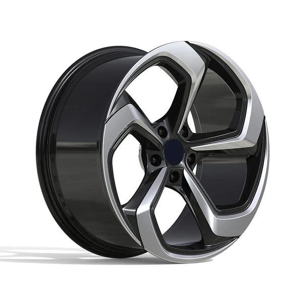 Black Silver Swept-Petal Forged Wheel — Three-quarter black silver swept-petal