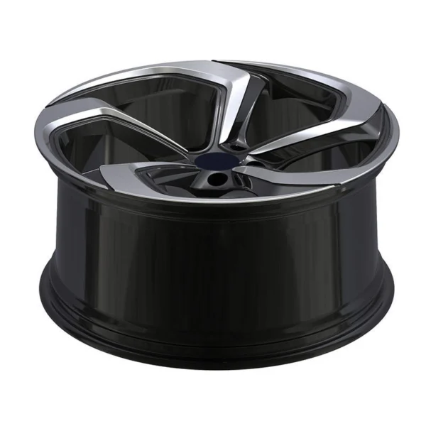 Black Silver Swept-Petal Forged Wheel — Elevated face and deep barrel view