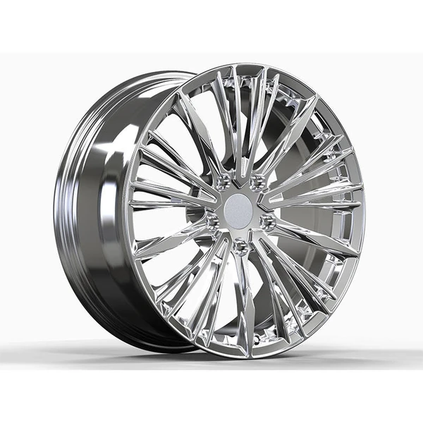 Polished Fan-Spoke Forged Wheel — Three-quarter polished fan-spoke design