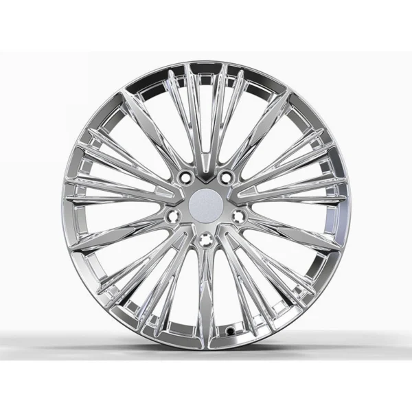 Polished Fan-Spoke Forged Wheel — Straight-on five-hole design example