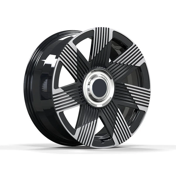 Black-Silver Fluted Seven-Spoke Forged Wheel — Three-quarter black-silver fluted seven-spoke design