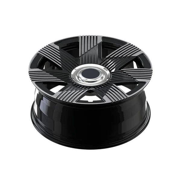 Black-Silver Fluted Seven-Spoke Forged Wheel — Elevated face and barrel profile