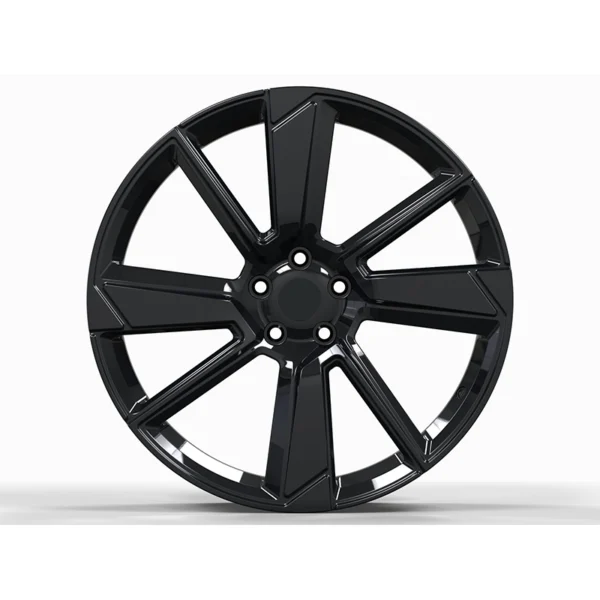 Black Asymmetric Split-Spoke Forged Wheel — Straight-on five-hole design example