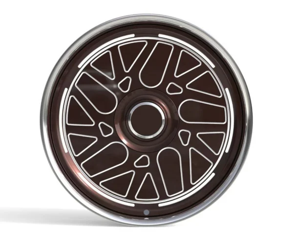 Brown Line-Pattern Disc Forged Wheel — Straight-on covered-centre design example