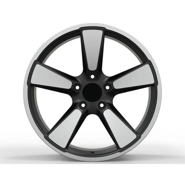 Black-Silver Broad Five-Spoke Forged Wheel — Straight-on five-hole design example