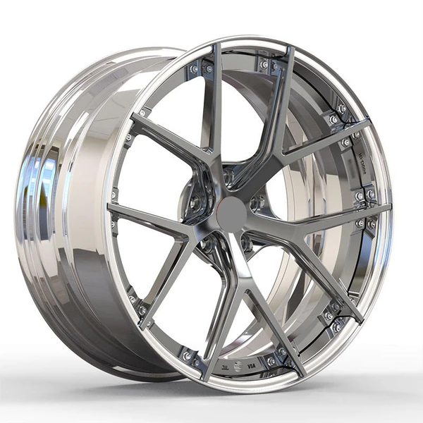 Graphite Channelled Y-Spoke Forged Wheel — Three-quarter channelled Y-spokes and paired-fastener lip