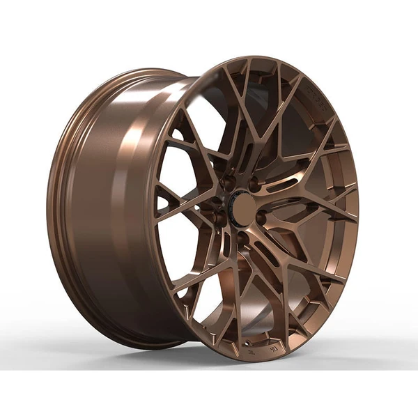Bronze Geometric Mesh Forged Wheel — Three-quarter bronze geometric mesh face
