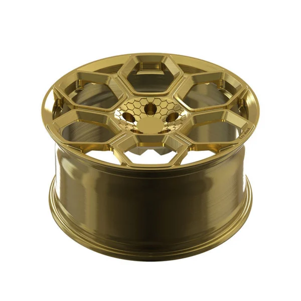 Gold Hexagon-Window Forged Wheel — Elevated gold hexagon windows and honeycomb centre and barrel