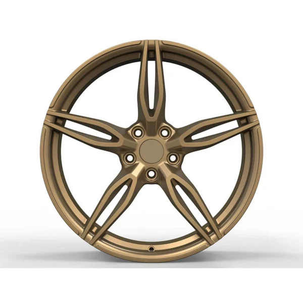 Bronze Slotted Five-Spoke Forged Wheel — Front five-hole bronze slotted five-spoke design