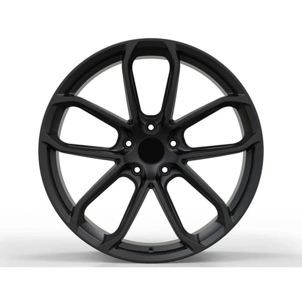 Matte Black Open-Loop Forged Wheel — Front five-hole matte-black open-loop spoke face