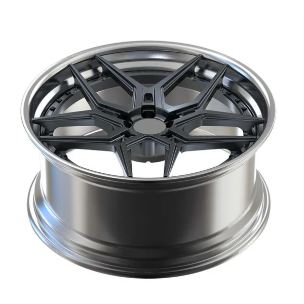 Graphite Angular Y-Spoke Forged Wheel — Elevated graphite angular Y-spokes and silver lip and barrel