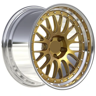 Gold Rounded-Window Polished-Lip Forged Wheel